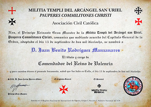 Comendador del Reino de Valencia de la Militia Temple del Arcángel San Uriel