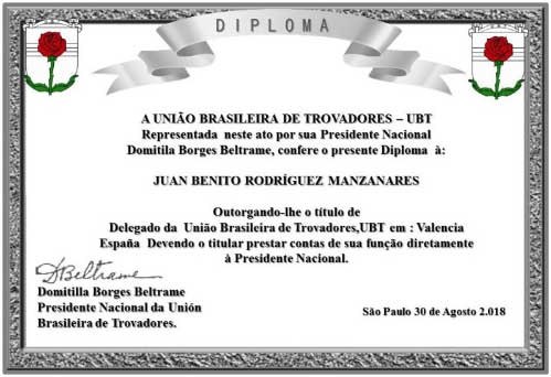 Delegado en España de la Unión Brasileña de Trovadores