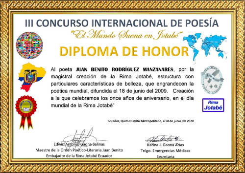 Diploma de Honor por crear la Rima Jotabé