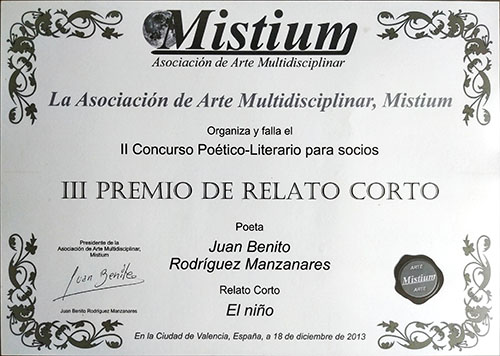 III Premio de relato corto de la Asociación de Arte Multidisciplinar Mistium