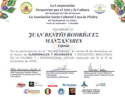 Participación en el recital Almendrales y hojarasca