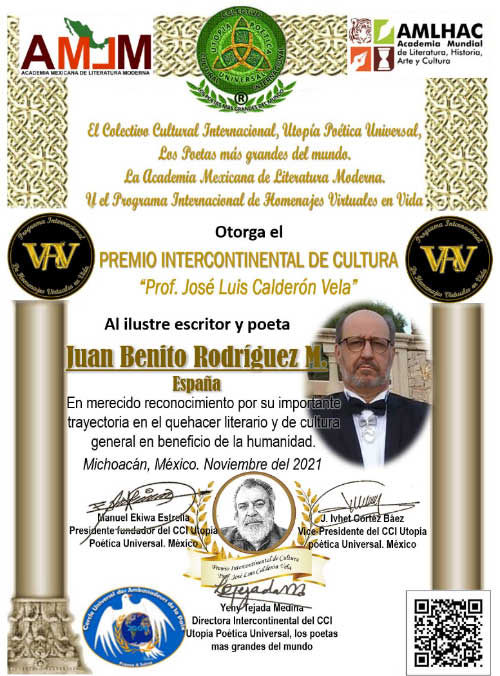 Premio Intercontinental de Cultura - Profesor José Luis Calderón Vela
