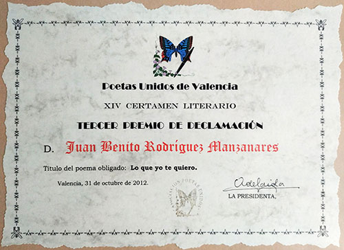 Tercer premio de declamación