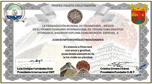 Mención Especial del TGrofeo Fausto Cruz Padrón