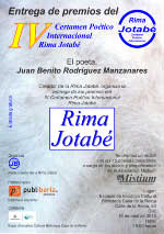 Cartel anunciador de la entrega de premios del IV Certamen Poético Internacional, Rima Jotabé