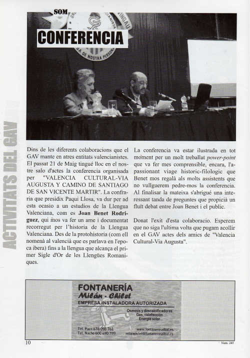 Conferencia, 2000 Años de lengua valenciana