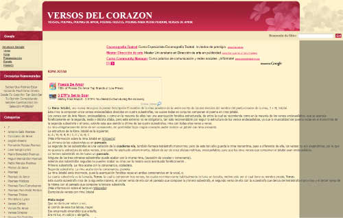 Web, Versos del Corazón