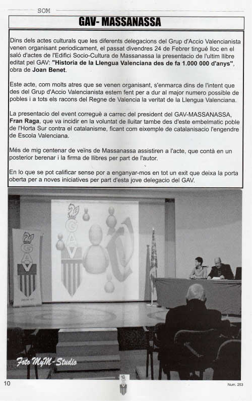 Reseña en SOM de la presentación de mi ensayo en Massanassa