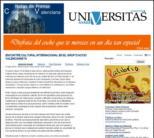 Notas de Prensa de la Comunidad Valenciana