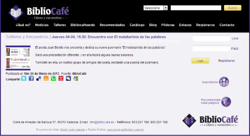 Publicidad en Bibliocafé
