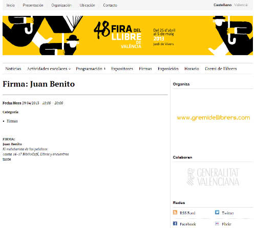 Firma de libros en la 48 Feria del Libro de Valencia