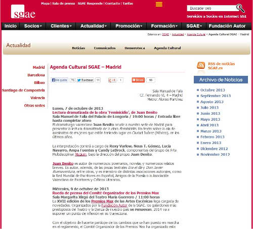 Lectura dramatizada de Feminicidio en Madrid - Agenda