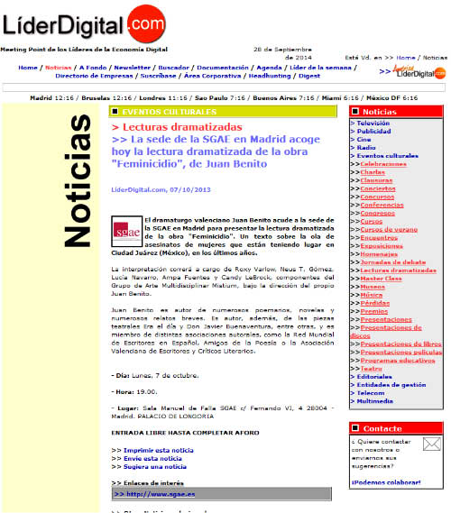 Lectura dramatizada de Feminicidio en Madrid