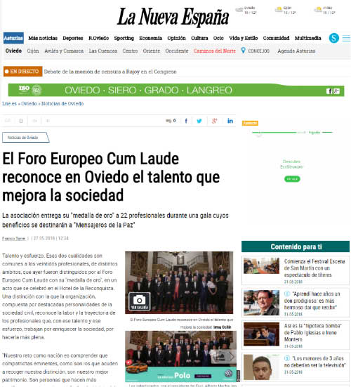 Medalla de Oro del Foro Europeo Cum Laude