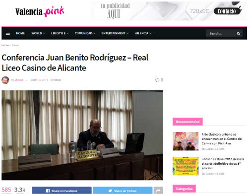 Conferencia en el Real Liceo Casino de Alicante