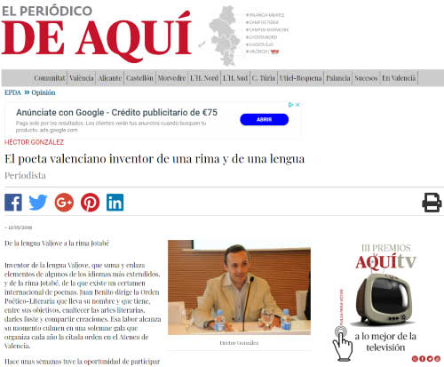 La Rima Jotabé en el Periódico de aquí