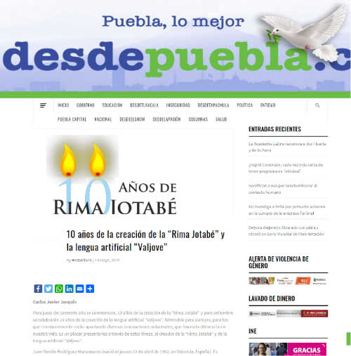 La Rima Jotabé en el diario Desde Puebla