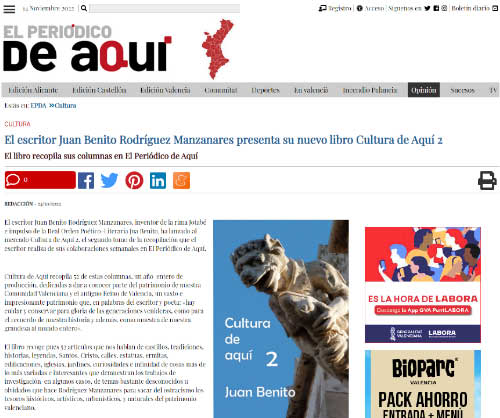 El diario El Periódico de Aquí, promociona mi libro Cultura de Aquí